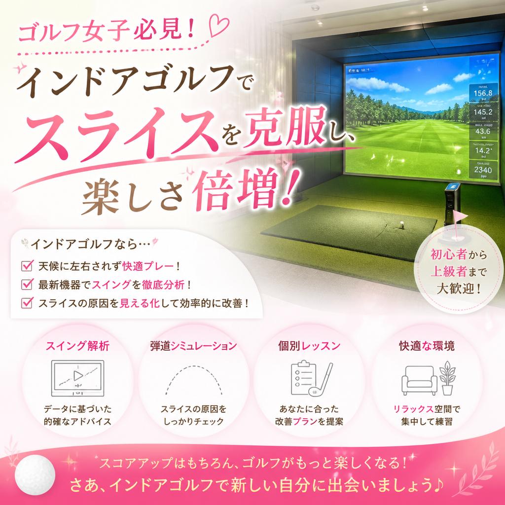 ゴルフ女子必見！インドアゴルフでスライスを克服し、楽しさ倍増！