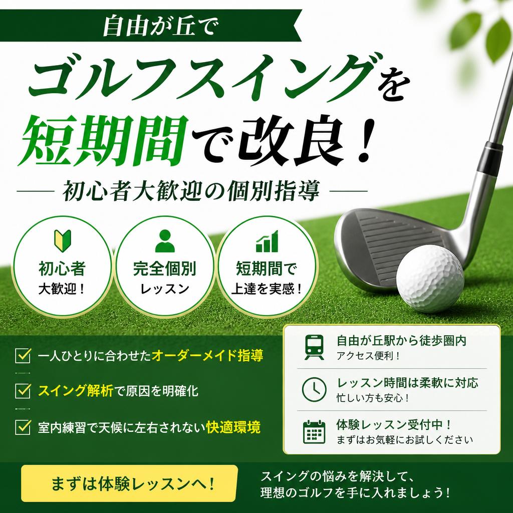 自由が丘でゴルフスイングを短期間で改良！初心者大歓迎の個別指導