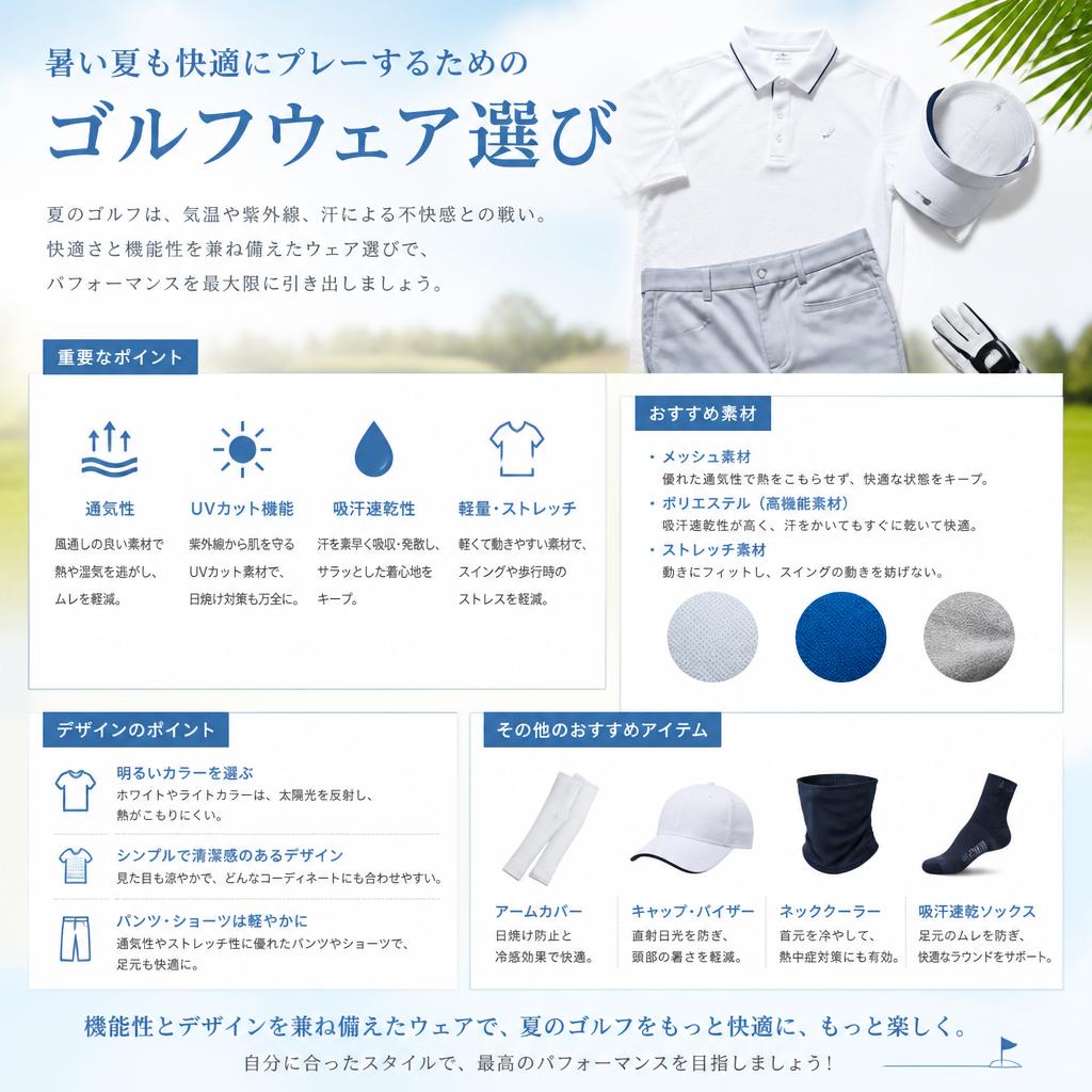 快適さを追求した夏ゴルフウェア