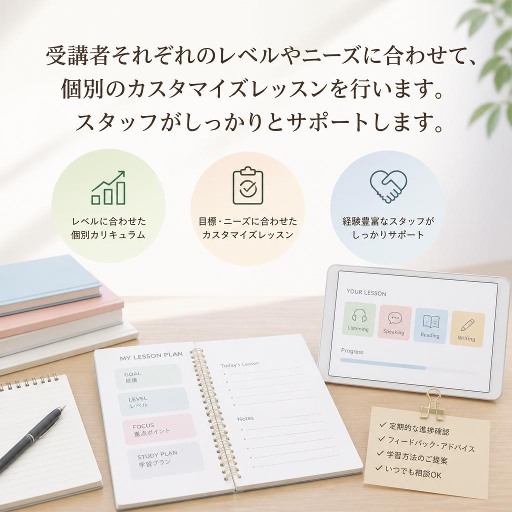 個別対応のカスタマイズレッスン