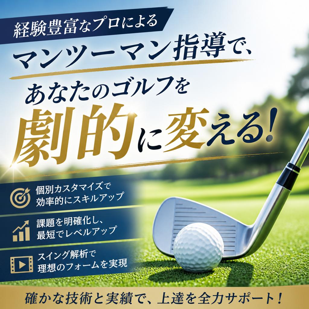 経験豊富なプロによるマンツーマン指導で、あなたのゴルフを劇的に変える！