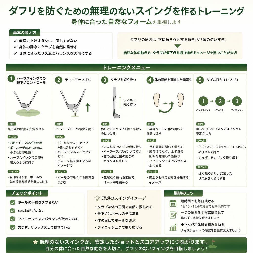 ダフリ改善！無理のないスイング作り