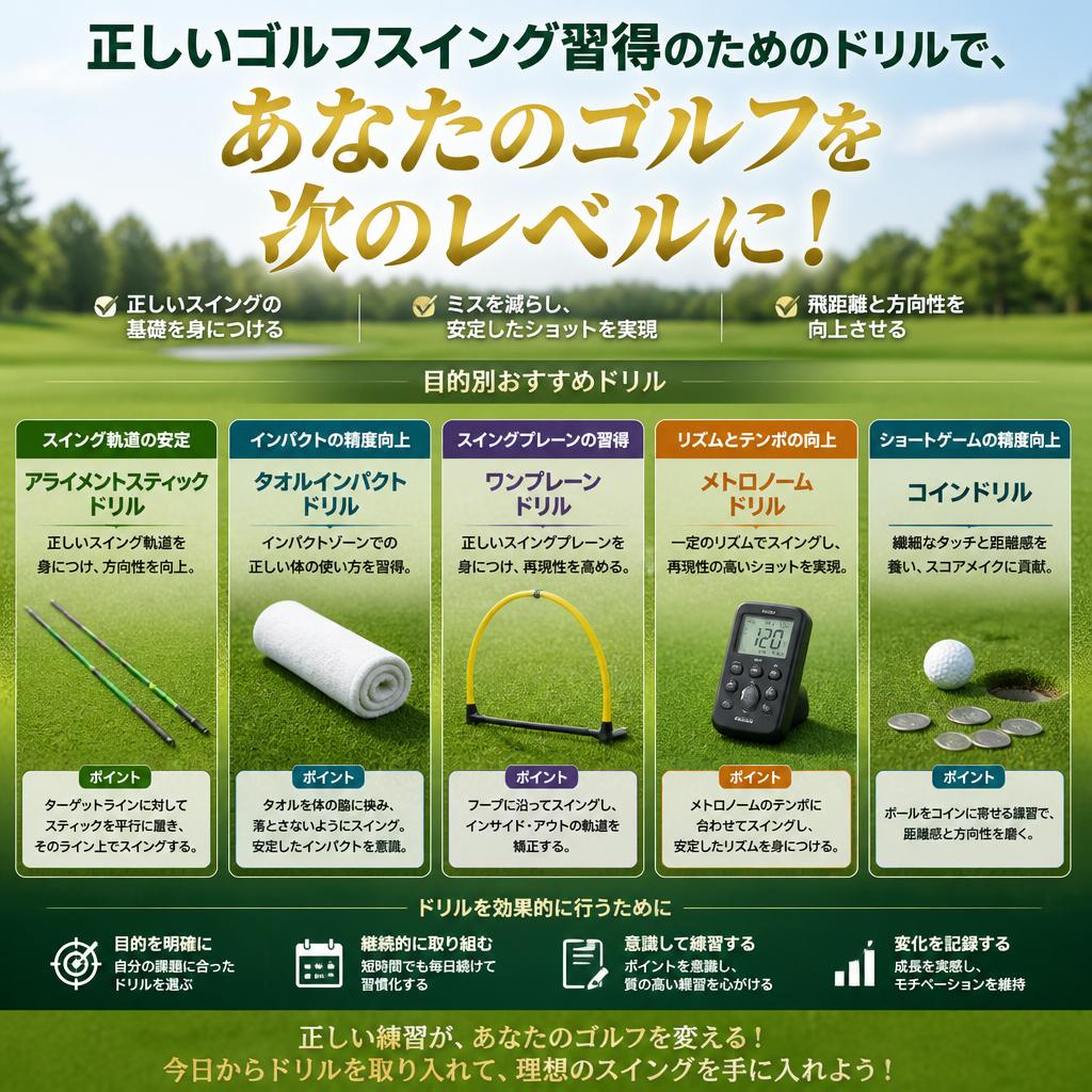 正しいゴルフスイング習得のためのドリルで、あなたのゴルフを次のレベルに！